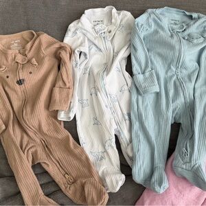 Carter's Cozy Footies Set - Tan, White, and Blue